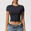 Cross-border dupla face nylon casual apertado secagem rápida pilates top yoga roupas manga curta corrida fitness esportes camiseta