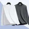 Camiseta esportiva casual masculina de manga longa estampada, moderna para adolescentes, adequada para todas as estações, gola redonda, top básico de manga longa