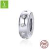 Ziyun prata frisado pulseira de silicone acessórios de prata moda platinado s925 prata esterlina brilhante espaçador contas SCC1171