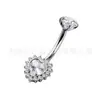 Jiangtai F136 Titanio Forma de Corazón Gota de Agua Circonita Anillo para Ombligo Fabricante G23 Aleación de Titanio Joyería para Piercing Corporal Anillo para Ombligo