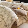 Juego de Ropa de Cama Simple de Vellón de Leche de Cuatro Piezas Invierno Coral Franela Funda Nórdica Sábana 2026 Nuevo Juego de Tres Piezas