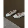 Versión de Piel de Oveja Tacón Oculto de 5 cm Estilo Hada Francesa Moño de Lentejuelas Puntera Redonda Zapatos Planos de Ballet para Mujer Mary Janes Bajos