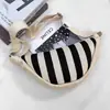 Bolso Cruzado de Punto Rayado para Mujer, Bolso de Cintura Casual de Nicho Estilo Callejero de Moda, Bolso para Teléfono, Bolso de Bollo Vertical Rayado de Moda