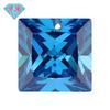 Huagang Gema Medio Agujero Único Cuadrado Ángulo Recto Coche Flor Zirconio Azul Mar Piedra Nuda Anillos Zirconio CZ Azul Mar Lote