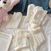 Calcetines Blancos Transpirables para Mujer Calcetines Jk Encaje Mary Jane con Zapatos Pequeños de Cuero Calcetines hasta la Mitad de la Pantorrilla Lazo Lolita Fábrica