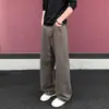 Jeans reto masculino vintage, calças esportivas largas de perna reta com corte curvo e flare, para outono-primavera, alta qualidade, estilo workwear