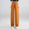 Calça Larga Banana Vermelha para Mulheres 2026 Primavera Novo Estilo Forrada com Lã Cintura Alta Cordão Solta Casual Reto Calça de Moletom Esportiva