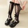 Nuevas Calcetines de Encaje Lolita con Moño para Bebés Niñas, Calcetines Blancos Finos Transpirables Hasta la Rodilla