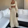 2026 Nova Roupa Feminina de Verão Europeia e Americana Amazon Moda Transfronteiriça Conjunto para o Trabalho Saia Longa de Bolinhas Conjunto de Duas Peças