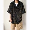 Hong Kong Estilo Retro Preguiçoso Estilo Camisa de manga curta para meninos Verão Estilo japonês relaxado gelo seda camisa solta