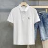 Camiseta Polo Delgada de Verano para Hombre Camiseta de Manga Corta Suelta Sencilla Combinable Bordada con Oso Camiseta de Media Manga Camiseta Básica