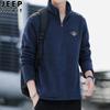 Suéter JEEP SPIRIT masculino pulôver top meio gola alta inverno Novo forrado com lã quente masculino meio zíper