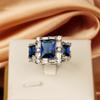 Anillo Rectangular de Zircón de Suministro Transfronterizo de Comercio Exterior, Pulsera de Diamante Esmeralda Simulado, Anillo de Tesoro de Color de Personalidad Europea y Americana