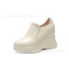 Zapatos de Cuña para Mujer 2025 Nuevos Zapatos Casuales de Plataforma con Tacón Súper Alto Mocasines Zapatos de Punta Redonda de Cuero Genuino