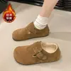 Zapatos retro de mujer estilo Birkenstock todo incluido, nueva colección otoño/invierno 2026, suela suave, forro de felpa, mocasines sin cordones, versátiles zapatos casuales de algodón