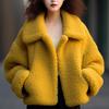 Casaco de cashmere de lã amarela de inverno para mulheres outono e inverno engrossado Maillard usa pequeno top curto