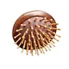 Pente Compacto de Madeira com Almofada de Ar para Massagem no Couro Cabeludo, Pente de Almofada de Ar com Dentes de Sândalo Dourado, Pente Compacto de Madeira Portátil
