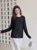 Camisa de punto fino semitransparente estilo vacacional con protección solar para mujer, nuevo modelo de verano, simple y elegante, corte holgado, adelgazante, manga larga, top moderno
