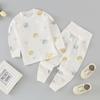 Bebé Otoño Hebilla de Hombro Dos Piezas Algodón Ropa Interior para Bebé Traje de Cintura Alta para Casa 0-3 Años Ropa de Otoño para Niños Calzoncillos Largos