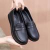Outono Preto Estilo Britânico Sapatos Pequenos de Couro para Mulheres 2025 Novos Sapatos Rasteirinhas para Mulheres Tamanho Grande Mocassins Femininos de Meia Idade