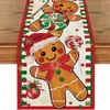2025 Bandera de Mesa Estampada Temática Navideña Transfronteriza Decoración de Atmósfera Festiva Árbol de Navidad Muñeco de Nieve Patrón Mantel Lote