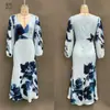 2026 Nuevo Modelo Estación Independiente Transfronteriza Estilo Europeo y Americano Vestido Largo Azul Estampado Elegante Vestido de Fiesta para Mujer