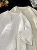 Camiseta Blanca de Cuello en V de Manga Corta para Hombre Verano Textura Suelta Manga Corta Camiseta Estilo Americano Marca de Moda Pesada Adolescente Top
