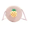 Bolso Pequeño Redondo Tejido de Paja de Verano para Niños, Mini Bolsa Cruzada de Ganchillo Ligera de Frutas para Playa para Niños y Niñas