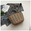 Bolsa de Praia de Palha Estilo Férias para Mulheres 2025 Nova Moda Design de Nicho Cor Contrastante Bolsa Satchel de Ombro Único Bolsa Tecida