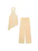 Conjunto de Moda Duas Peças Verão Novo Design Estilo Europeu e Americano Transfronteiriço: Top Regata Franzido Sem Mangas e Calça Wide Leg