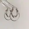Brincos de Argola Cruzados Estilo Metal Estéreo de Três Círculos para Mulheres, Brincos Simples Retrô de Alto Padrão, Brincos Únicos Elegantes para Rostos Quadrados e Redondos