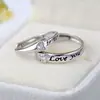 Joyería Anillo de Plata para Pareja Chapado en Platino Par de Hombres y Mujeres Moda Coreana Anillo de Boda Abierto Joyería Creativa