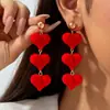 Joyería Europea y Americana Otoño e Invierno Pendientes de Flor con Lazo de Terciopelo Rojo Serie del Día de San Valentín Pendientes Retro de Perlas