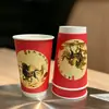 Vasos de Papel Personalizados con Estampado en Caliente para Empaque para Llevar, Vasos Desechables de Doble Capa Huecos Aislantes con Estampado en Caliente Plateado en Relieve para Té de Leche y Café