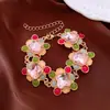 Pendientes de botón redondos y cuadrados de resina con incrustaciones de diamante de aguja plateada Pulsera de temperamento versátil simple y moderna Conjunto de joyería de nicho de lujo ligero