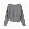 Top Feminino de Manga Longa Batwing Evasê, Slimming, com Botões, Plissado, de Um Ombro, Novo Design Outono/Inverno 2026