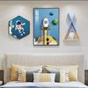 Pintura Decorativa Moderna Simple para Habitación Infantil Pintura Colgante de Cabecera para Dormitorio Murales de Fondo para Habitación de Niños y Niñas con Animales de Dibujos Animados