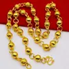 Collar de Cuentas Sólidas de Oro para Pareja Collar para Hombre Chapado en Oro de 18K Cadena de Oro con Cuentas de Buda Simple Atmosférico Regalo