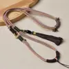 Cordón Colgante Tejido a Mano, Cuerda Colgante de Jade, Cadena para Clavícula, Collar Tejido con Hebilla de Paz, Borla, Estilo Femenino, Cuerda Colgante de Alta Gama