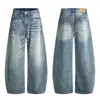 Ropa de Hombre Fengshe / Jeans retro americano de cimitarra para hombres y mujeres, pierna ancha, corte limpio, pantalones casuales holgados