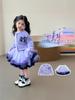 Conjunto Jk da Kuromi para Meninas Primavera e Outono Estiloso Casaco Suéter Cartoon Infantil Conjunto de Duas Peças Saia Tutu para Bebê