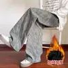 Calça de veludo cotelê transfronteiriça, coleção de outono masculina, calça casual tie-dye de perna larga retrô americana da moda, calça reta de alta qualidade