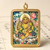 Imagen de Thangka Religioso de Xizang Pintada a Mano y Pintada en Dorado del Dios Amarillo de la Riqueza, Tarjeta del Dios de la Riqueza Roja y Verde, Placa Retrato de Thangka del Dios de la Riqueza de las Cinco Direcciones