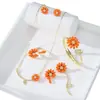 Explosiones pequeño traje de joyería de margarita para mujer dulce moda anillo de flor naranja pulsera collar pendientes de pasador de plata pendientes pendientes