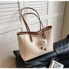 Bolsa Tote de Ombro Casual Estilo Coreano com Contraste de Cores para Mulheres, Elegante e Moderna, Grande Capacidade, Texturizada, Atacado Transfronteiriço