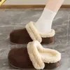 Botas de Nieve de Suela Gruesa para Aumentar la Altura, Zapatillas de Piel Abiertas por la Mitad Bidireccionales para Mujer, Calzado de Invierno Nuevo 2026 con Forro de Terciopelo, Zapatos de Algodón tipo Birkenstock