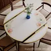 Tapete de mesa redondo dobrável estilo chinês, tapete de mesa oval, toalha de mesa de couro à prova d'água e de óleo para mesa de jantar da sala de estar, personalizável