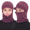Chapéu Masculino de Inverno com Plus Veludo, Lã Espessa, para Ciclismo ao Ar Livre, Proteção Facial, Proteção de Pescoço, Chapéu de Tricô Quente de Peça Única