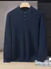Polo de cachemira de lujo ligero para hombre, color liso, casual de negocios, corte holgado, cálido, con cuello, capa base de punto