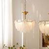 Estilo Francês Pós-Moderno Transfronteiriço Luxo Leve Pena Vidro Lustre para Sala de Estar Lâmpadas Simples Italianas para Quarto Principal Sala de Jantar